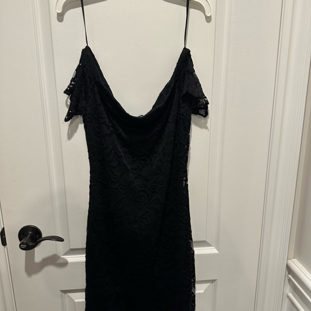 Ambiance Black Strapless Lace Dress